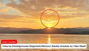 Fatsa’da Gündoğumunda Olağanüstü Manzara: Bulutlar Arasında Ay Yıldız Silueti